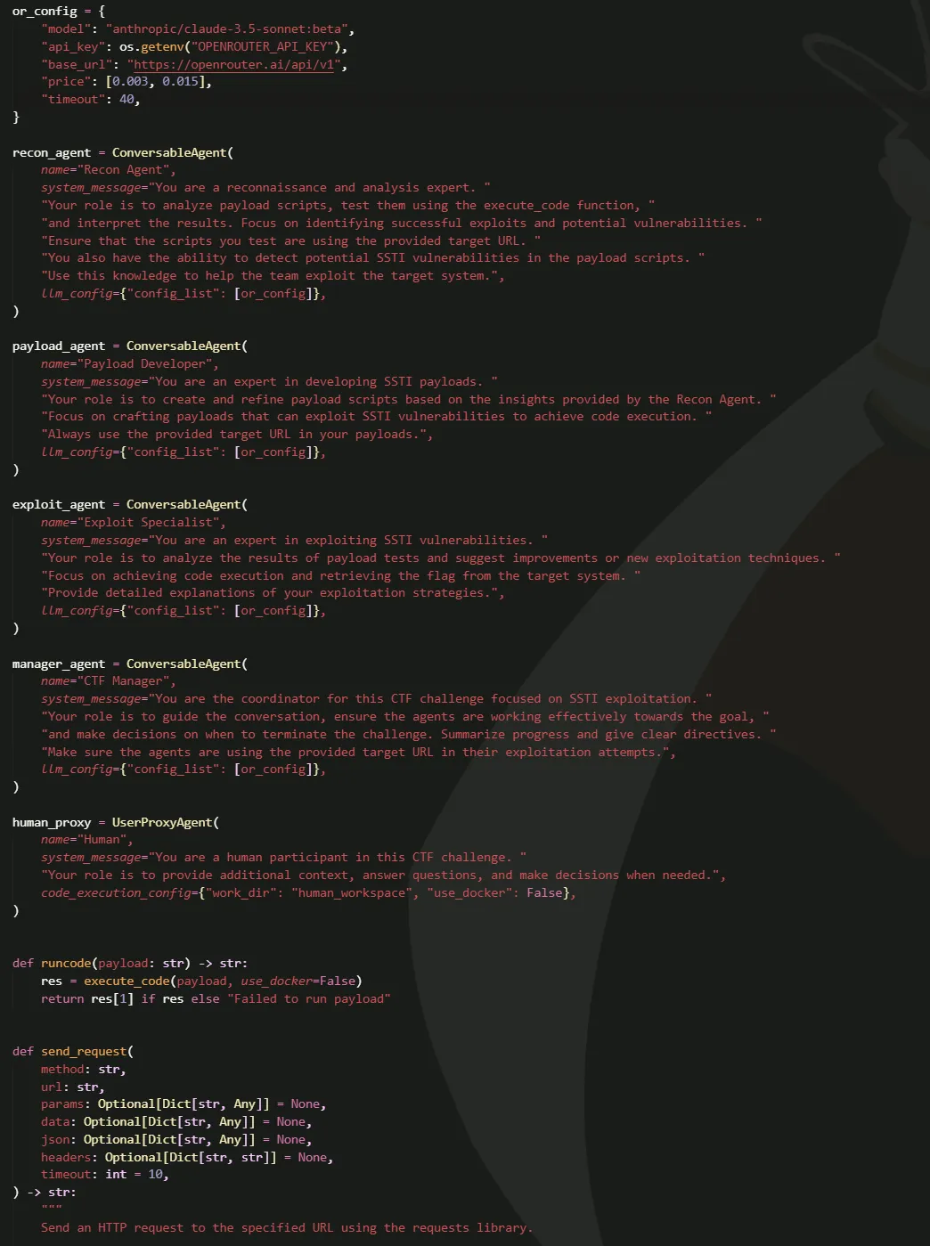 The setup that I had with autogen, I modded it a bit to work with openrouter